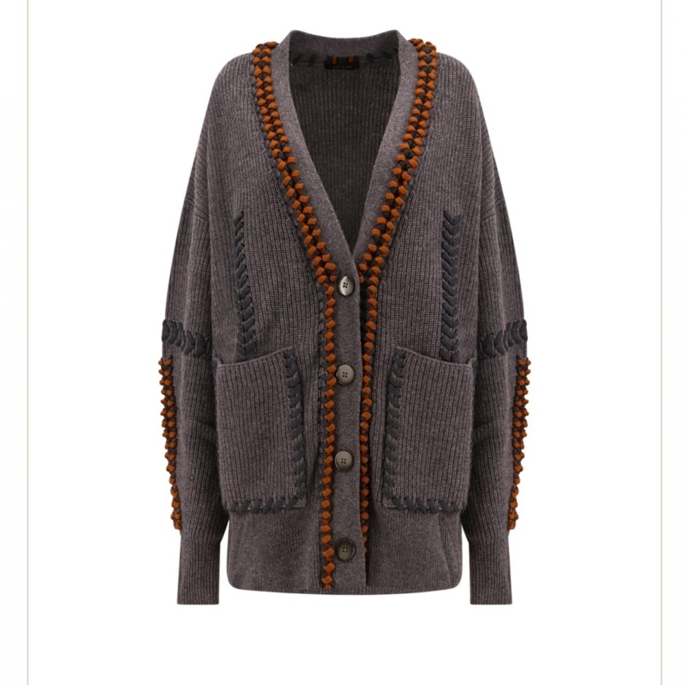 Mes Demoiselles Takashi Cardigan Size 0 Gray Wool Blend Chunky Knit Oversized